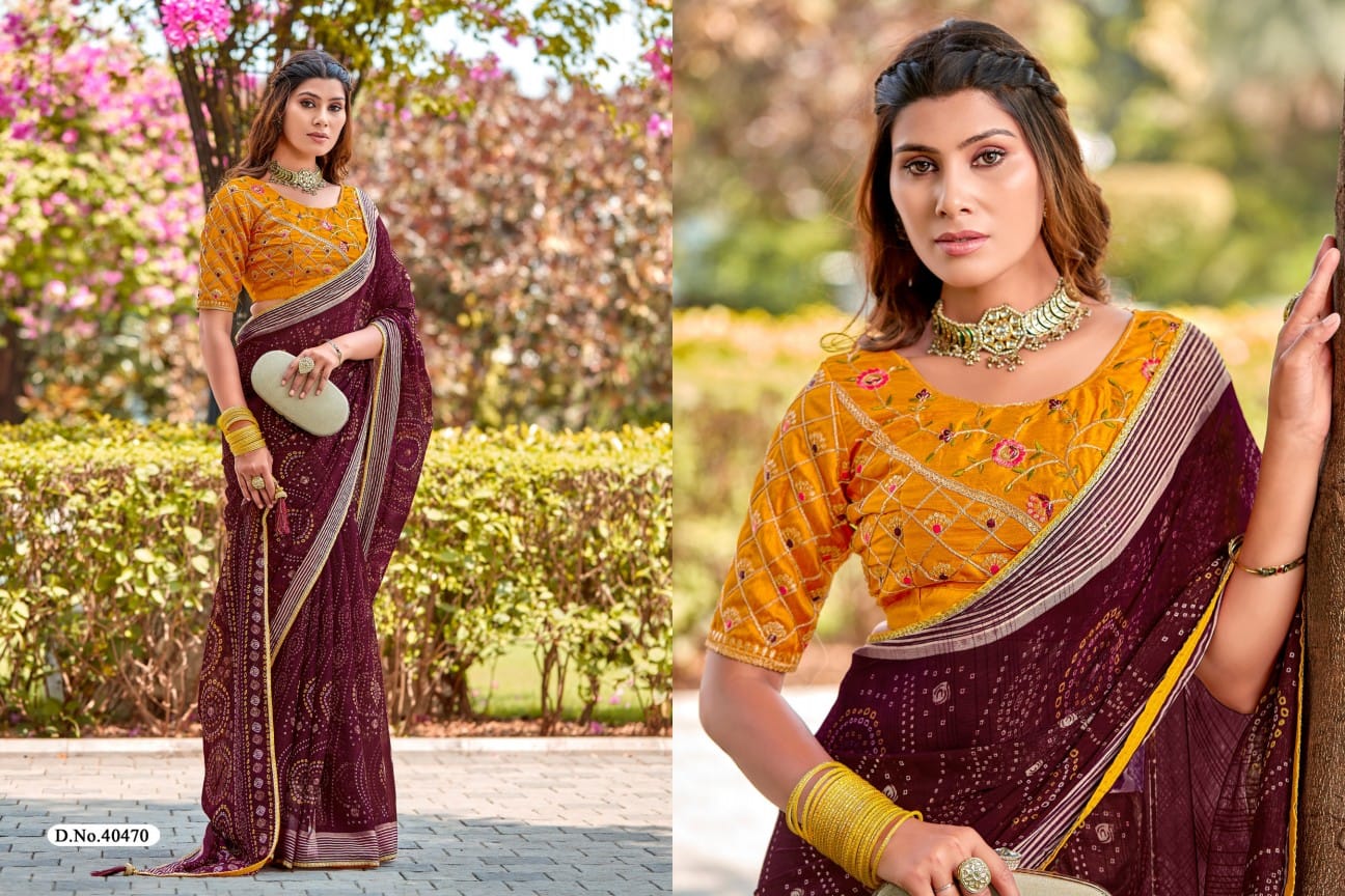 Vishala 2 By 5D Designer Viscose Border Chiffon Sarees Wholesale Market In Surat